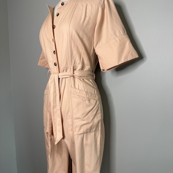 Madewell Top Stitched Coverall Belt Jumpsuit Peach/Pink Womens Size 2 - Picture 8 of 13